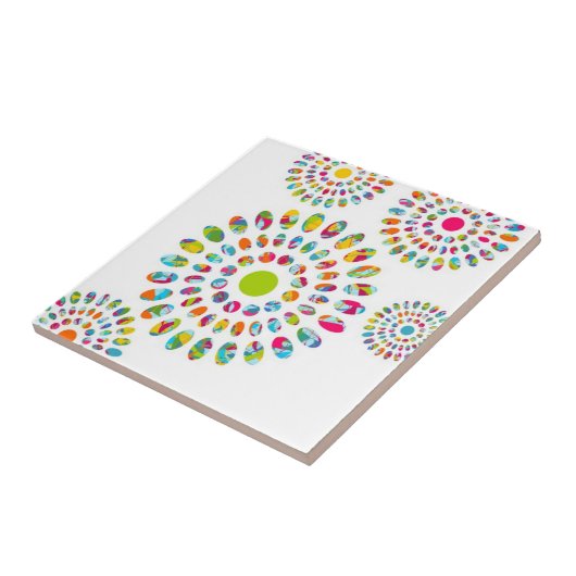 Farbenfrohe moderne abstrakte Sonnenblumen Fliese (Seite)