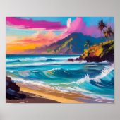 Farbenfrohe moderne Abstrakte Strandlandschaft Poster (Vorne)