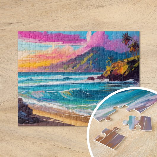 Farbenfrohe moderne Abstrakte Strandlandschaft Puzzle
