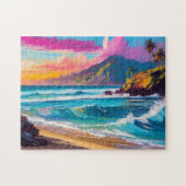 Farbenfrohe moderne Abstrakte Strandlandschaft Puzzle (Horizontal)