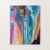 Farbenfrohe moderne Abstrakte Strandlandschaft Puzzle (Vertikal)