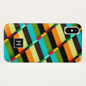 Farbenfrohe moderne abstrakte Streifen & Monogramm Case-Mate iPhone Hülle (Rückseite (Horizontal))
