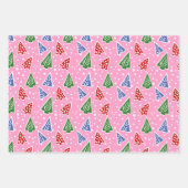 Farbenfrohe, moderne abstrakte Weihnachtsbäume Geschenkpapier Set (Vorderseite 3)
