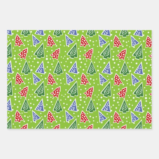 Farbenfrohe, moderne abstrakte Weihnachtsbäume Geschenkpapier Set (Vorderseite 2)