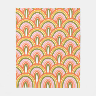Farbenfrohe moderne ästhetische Boho-Regenbogenmus Fleecedecke