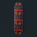 Farbenfrohe moderne australische Dot Art Tribal Mu Skateboard<br><div class="desc">Dieses moderne Design zeichnet sich durch ein farbenprächtiges,  farbiges,  gelb gestrichenes,  tribales Punktmuster in hellorange,  lila,  grün,  türkis und weiß auf schwarzem Hintergrund #tribal #australia #sport #fun #gifts #giftsforhim #giftsforher #skateboard #skateboard #skateboards #skateboards #Skate #outdoor style #trendy</div>