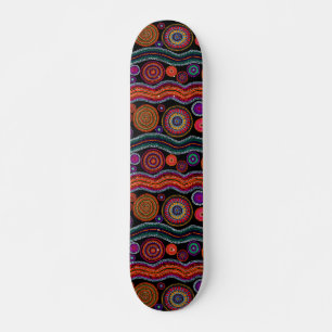 Farbenfrohe moderne australische Dot Art Tribal Mu Skateboard