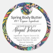 Farbenfrohe moderne Blätter Body Butter / Scrub La Runder Aufkleber (Vorderseite)