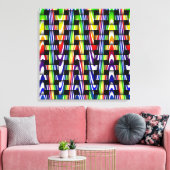Farbenfrohe, moderne, blau-gelbe Zigzag Muster Leinwanddruck (Insitu (Wohnzimmer))