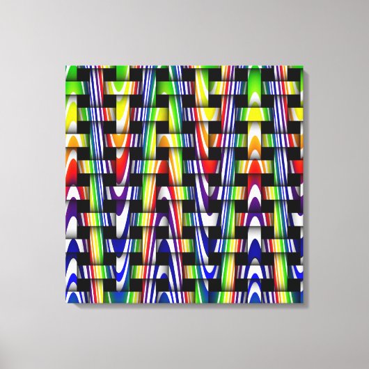 Farbenfrohe, moderne, blau-gelbe Zigzag Muster Leinwanddruck (Vorderseite)