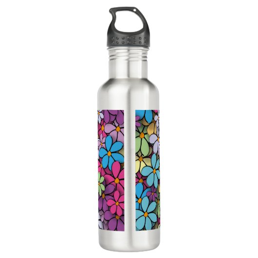 Farbenfrohe moderne Blume Edelstahlflasche (Rückseite)