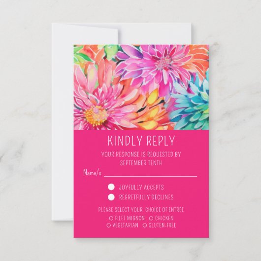 Farbenfrohe, moderne Blumenküche RSVP Karte (Vorderseite)