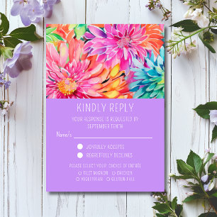 Farbenfrohe, moderne Blumenküche RSVP Karte