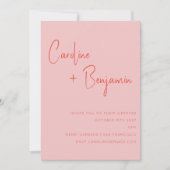 Farbenfrohe moderne Boho Pink Red Script Hochzeit Einladung (Vorderseite)