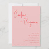 Farbenfrohe moderne Boho Pink Red Script Hochzeit Save The Date (Vorderseite)