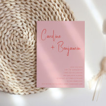 Farbenfrohe moderne Boho Pink Red Script Hochzeit