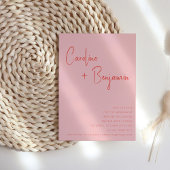 Farbenfrohe moderne Boho Pink Red Script Hochzeit Save The Date