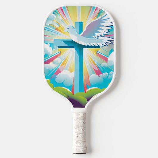 Farbenfrohe, moderne Christliche Paddel Pickleball Schläger (Vorderseite)