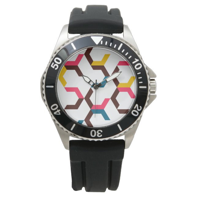 Farbenfrohe, moderne, coole Zickzack Formen Armbanduhr (Vorderseite)