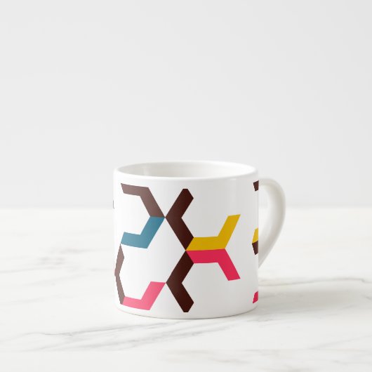 Farbenfrohe, moderne, coole Zickzack Formen Espressotasse (Vorderseite Rechts)