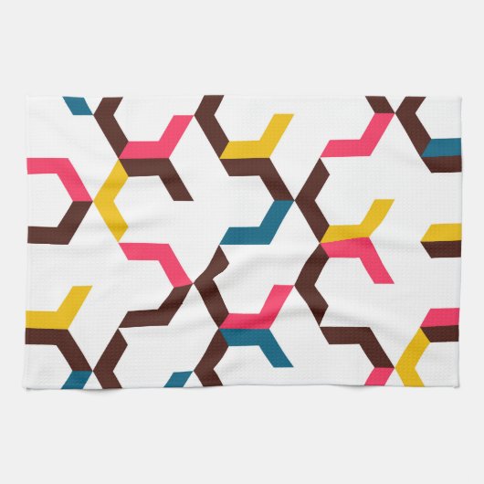 Farbenfrohe, moderne, coole Zickzack Formen Geschirrtuch (Horizontal)