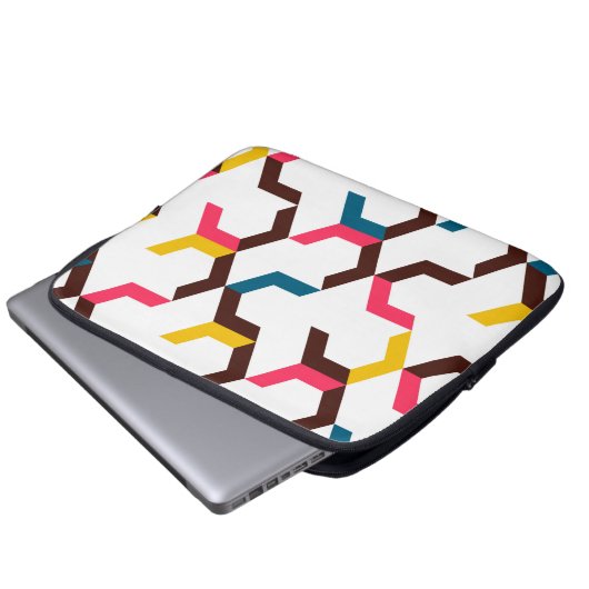 Farbenfrohe, moderne, coole Zickzack Formen Laptopschutzhülle (Vorne Knopf)