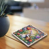 Farbenfrohe, moderne Dekoration aus Glaskaninchen Fliese