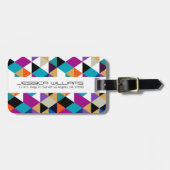 Farbenfrohe moderne Dreiecke Geometrisches Muster Gepäckanhänger (Vorderseite horizontal)