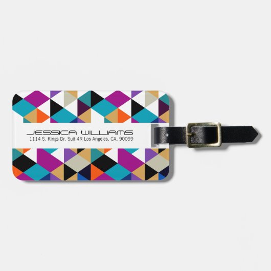 Farbenfrohe moderne Dreiecke Geometrisches Muster Gepäckanhänger (Vorderseite horizontal)