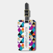 Farbenfrohe moderne Dreiecke Geometrisches Muster Gepäckanhänger (Vorderseite vertikal)