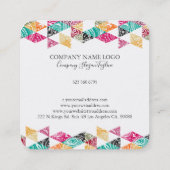 Farbenfrohe moderne Dreiecke Weiße Pisley Overlay Quadratische Visitenkarte (Rückseite)