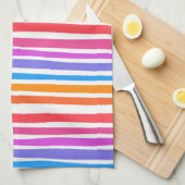 Farbenfrohe moderne, einfache Streifen Regenbogenm Geschirrtuch (Viertel Falte)