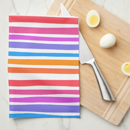 Farbenfrohe moderne, einfache Streifen Regenbogenm Geschirrtuch (Viertel Falte)