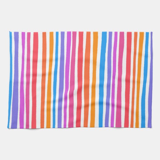Farbenfrohe moderne, einfache Streifen Regenbogenm Geschirrtuch (Horizontal)