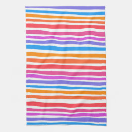 Farbenfrohe moderne, einfache Streifen Regenbogenm Geschirrtuch