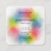 Farbenfrohe moderne Elegant-Vorlage Beruflich Quadratische Visitenkarte (Rückseite)