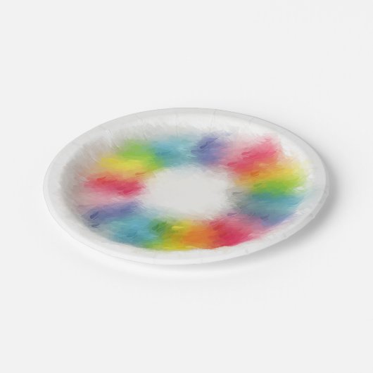 Farbenfrohe moderne Elegant-Vorlage Trendy Pappteller (Schrägansicht)