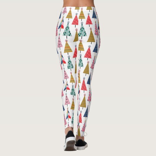 Farbenfrohe moderne Ferienbaummuster Leggings (Rückseite)