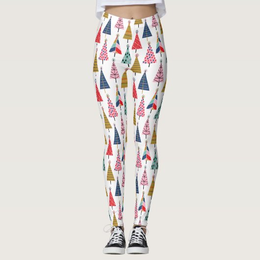 Farbenfrohe moderne Ferienbaummuster Leggings (Vorderseite)