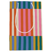 Farbenfrohe Moderne festliche Karierte Streifen Mittlere Geschenktüte (Vorderseite)