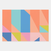 Farbenfrohe, moderne Formen in Bright Blue und Ora Geschenkpapier Set (Vorderseite)