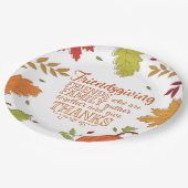 Farbenfrohe moderne Friendsgiving Papierplatte Pappteller (Schrägansicht)