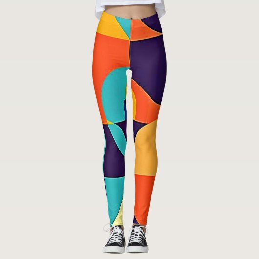 Farbenfrohe moderne Geometrie Leggings (Vorderseite)