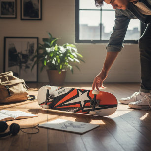 Farbenfrohe moderne geometrische Abstrakt-Sternmus Skateboard