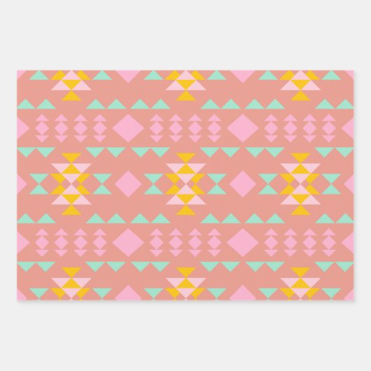 Farbenfrohe moderne geometrische Dreiecke Aztekenm Geschenkpapier Set (Vorderseite 3)