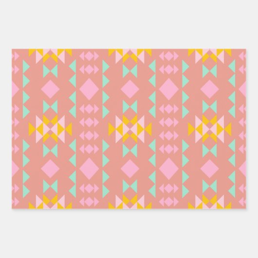 Farbenfrohe moderne geometrische Dreiecke Aztekenm Geschenkpapier Set (Vorderseite)