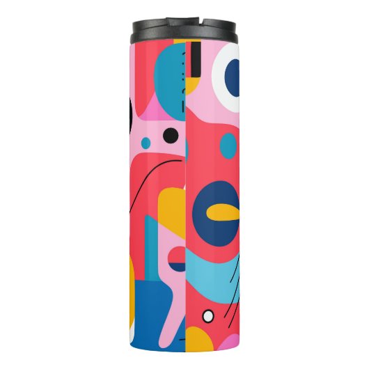 Farbenfrohe, moderne geometrische Formen Thermosbecher (Rückseite)