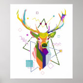Farbenfrohe moderne geometrische Hirsche Poster (Vorne)