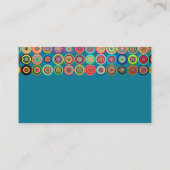 farbenfrohe, moderne Gestaltung auf türkisfarben Platzkarte (Rückseite)