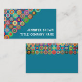 farbenfrohe, moderne Gestaltung auf türkisfarben Platzkarte (Vorne/Hinten)